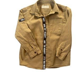 Zara Kids Tan Polo Shirt with Black Accents